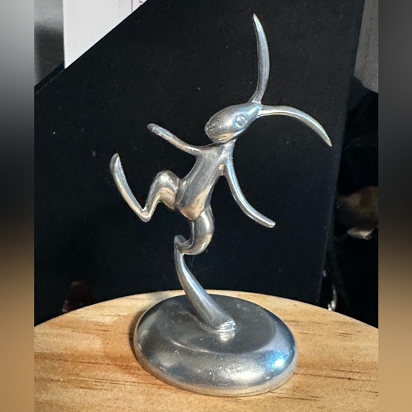 Vintage Antique Shirley Dancing Rabbit Pewter Ring Holder Williamsburg VA 1970’s - Picture 1 of 7